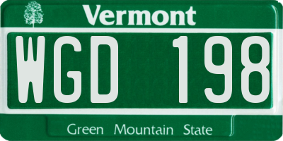 VT license plate WGD198