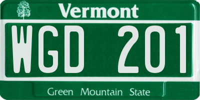 VT license plate WGD201