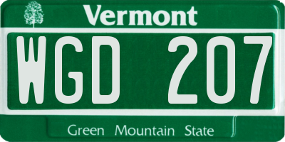 VT license plate WGD207