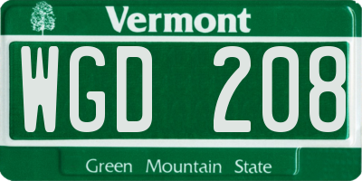 VT license plate WGD208