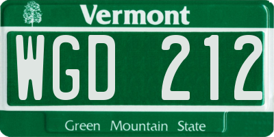 VT license plate WGD212