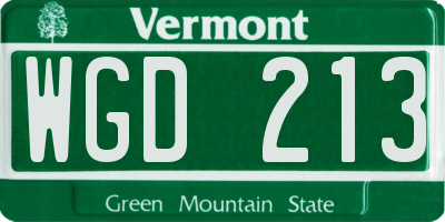 VT license plate WGD213