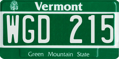 VT license plate WGD215