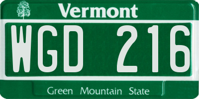 VT license plate WGD216