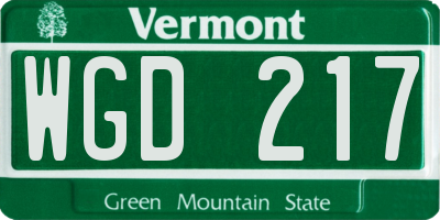 VT license plate WGD217
