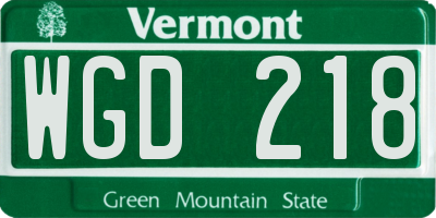 VT license plate WGD218