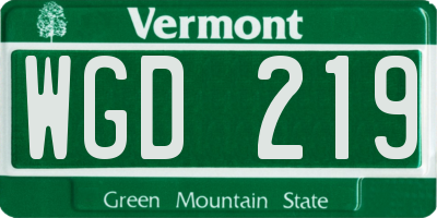 VT license plate WGD219