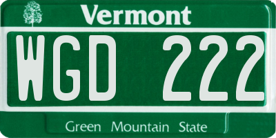 VT license plate WGD222