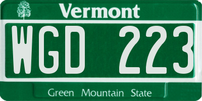 VT license plate WGD223