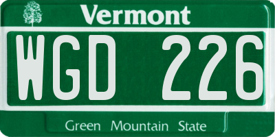 VT license plate WGD226
