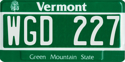VT license plate WGD227
