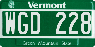 VT license plate WGD228