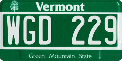 VT license plate WGD229