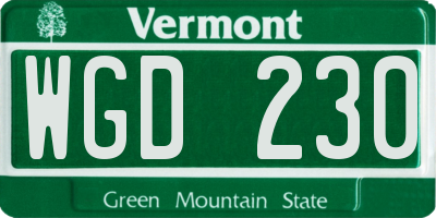 VT license plate WGD230