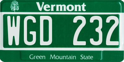 VT license plate WGD232