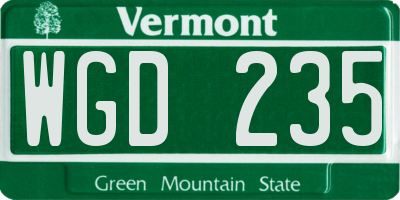 VT license plate WGD235