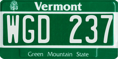 VT license plate WGD237