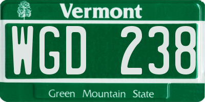 VT license plate WGD238
