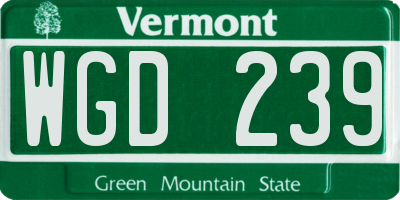 VT license plate WGD239