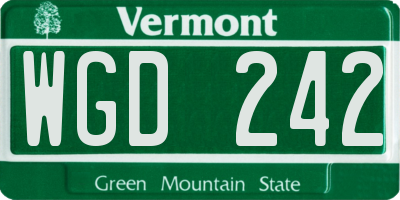 VT license plate WGD242