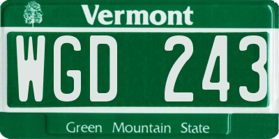 VT license plate WGD243