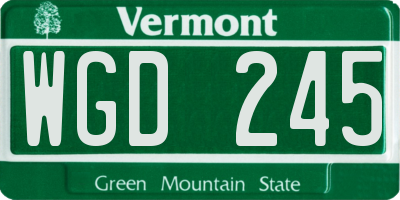 VT license plate WGD245