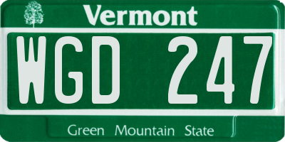 VT license plate WGD247