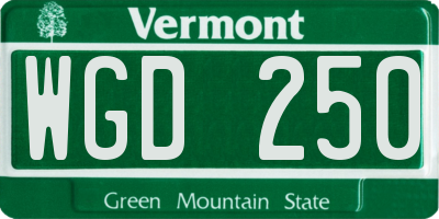 VT license plate WGD250