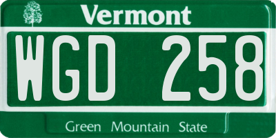 VT license plate WGD258