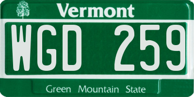 VT license plate WGD259
