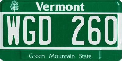 VT license plate WGD260