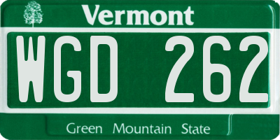 VT license plate WGD262
