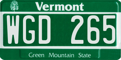 VT license plate WGD265