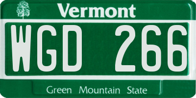 VT license plate WGD266