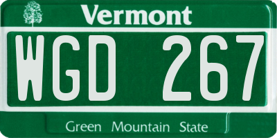 VT license plate WGD267