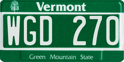 VT license plate WGD270