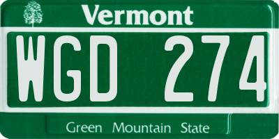 VT license plate WGD274