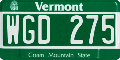 VT license plate WGD275