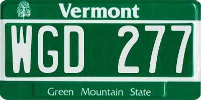 VT license plate WGD277