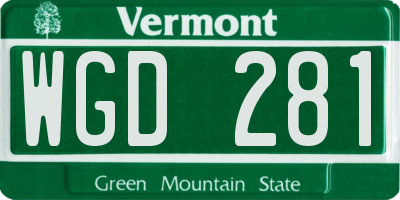 VT license plate WGD281