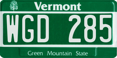VT license plate WGD285