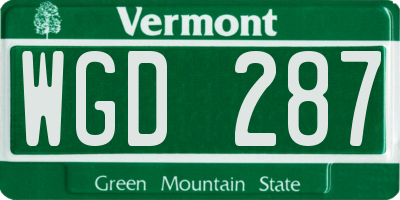 VT license plate WGD287