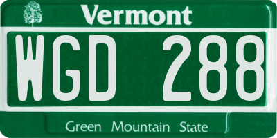 VT license plate WGD288
