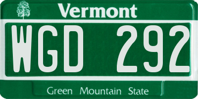 VT license plate WGD292