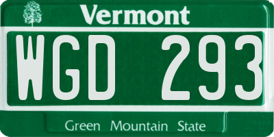 VT license plate WGD293
