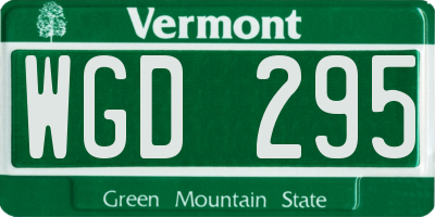 VT license plate WGD295
