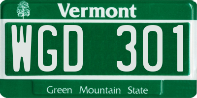 VT license plate WGD301
