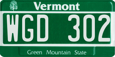 VT license plate WGD302