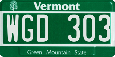VT license plate WGD303