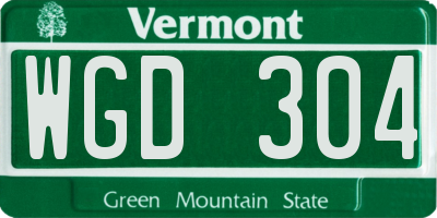 VT license plate WGD304